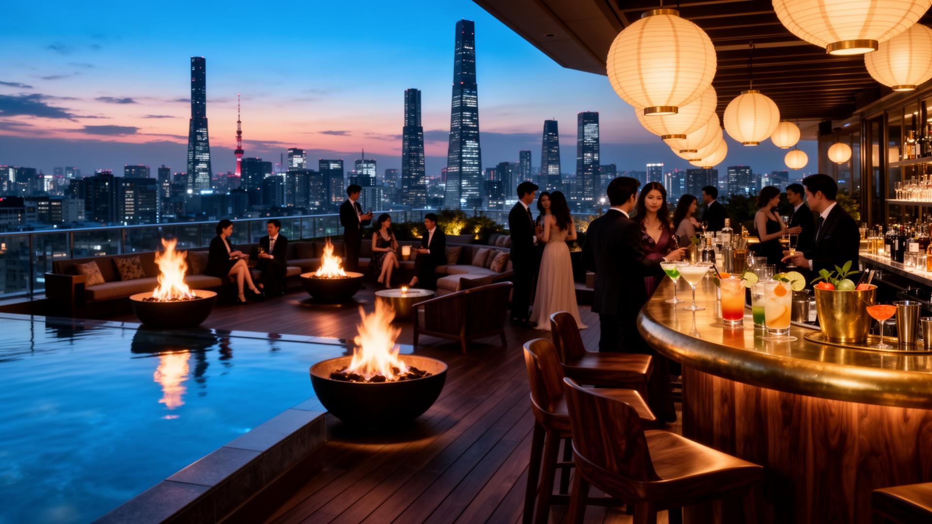 Open-air rooftop lounge