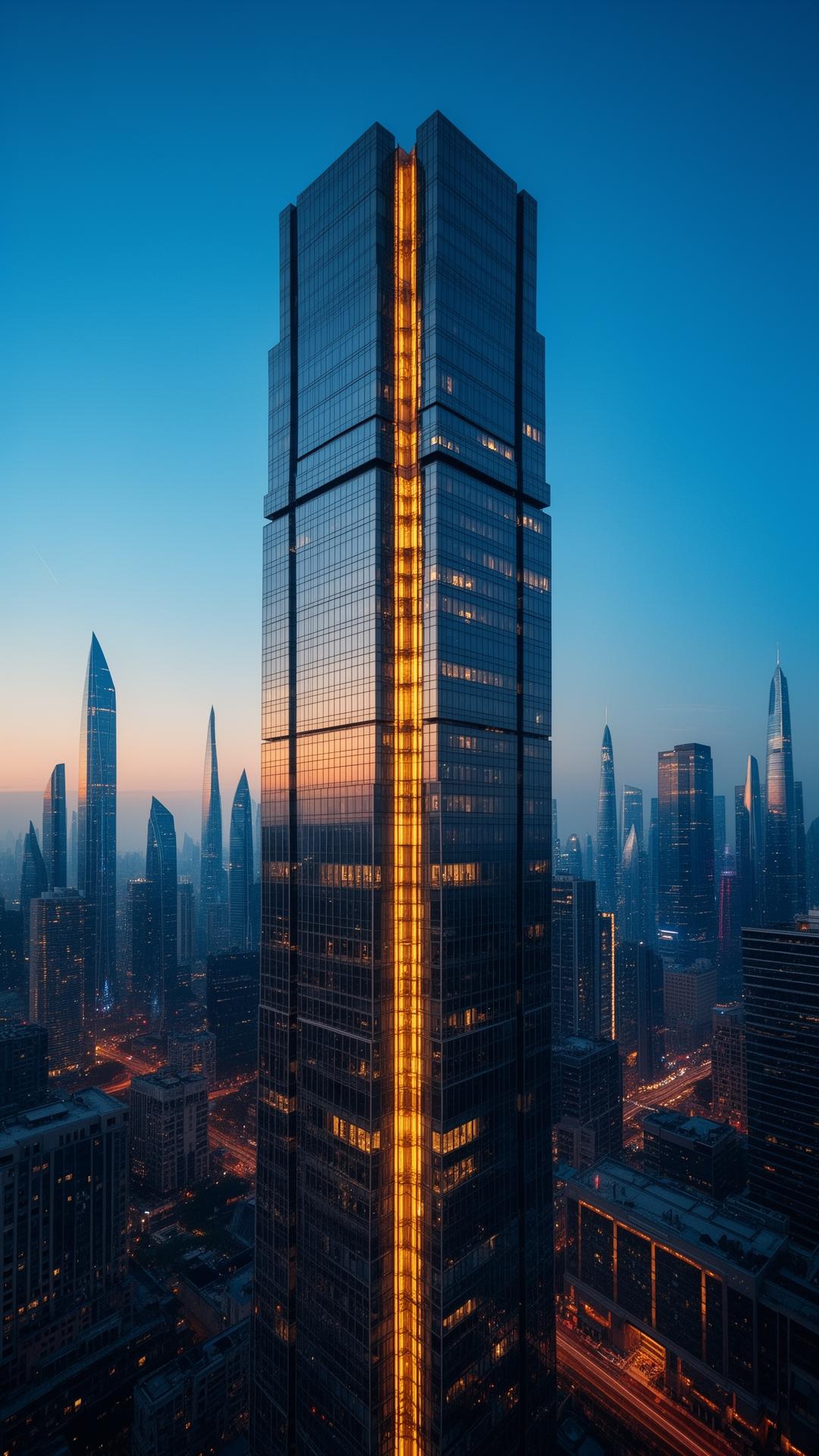 The tower at dusk